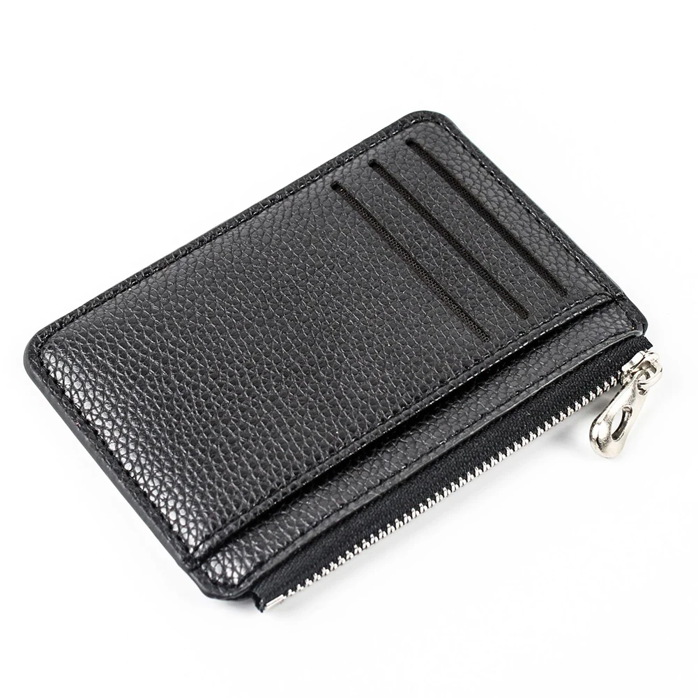 Mini Zipper Card Bag Slim ID Bank Purse Wallet Credit Organizer Portable Small Slim Ultra-thin Short Purse for Men Black: Default Title