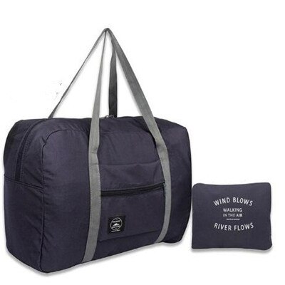 Borsa da viaggio pieghevole in Nylon Unisex borsa impermeabile di grande capacità per bagagli da donna borse da viaggio pieghevoli Organizer cubi da imballaggio: Navy blue