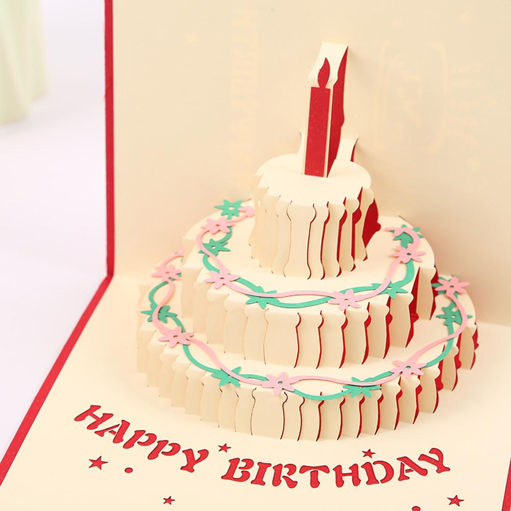 Happy Birthday Lover Anniversary Invitations Cake 3D Greeting Card Postcard