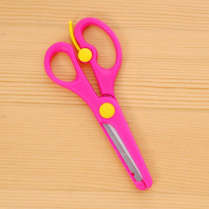 Sharkbang Small KidsHandmade Scissors Students DIY Card Photo Pattern Cutting Scissors School Children Stationery: HOT PINK