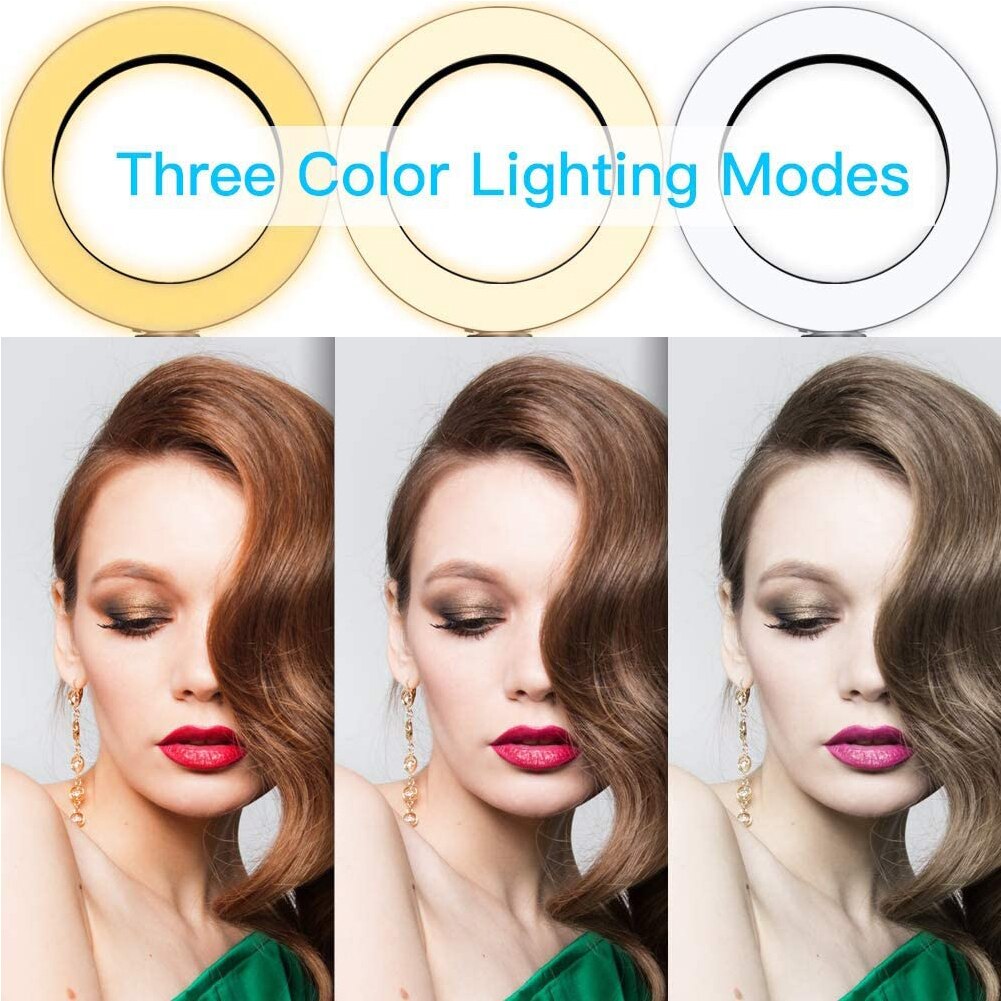 Lamp Photography Dimmable LED Phone Studio USB Ring Fill Lamp Photography Light with Tripod for Makeup