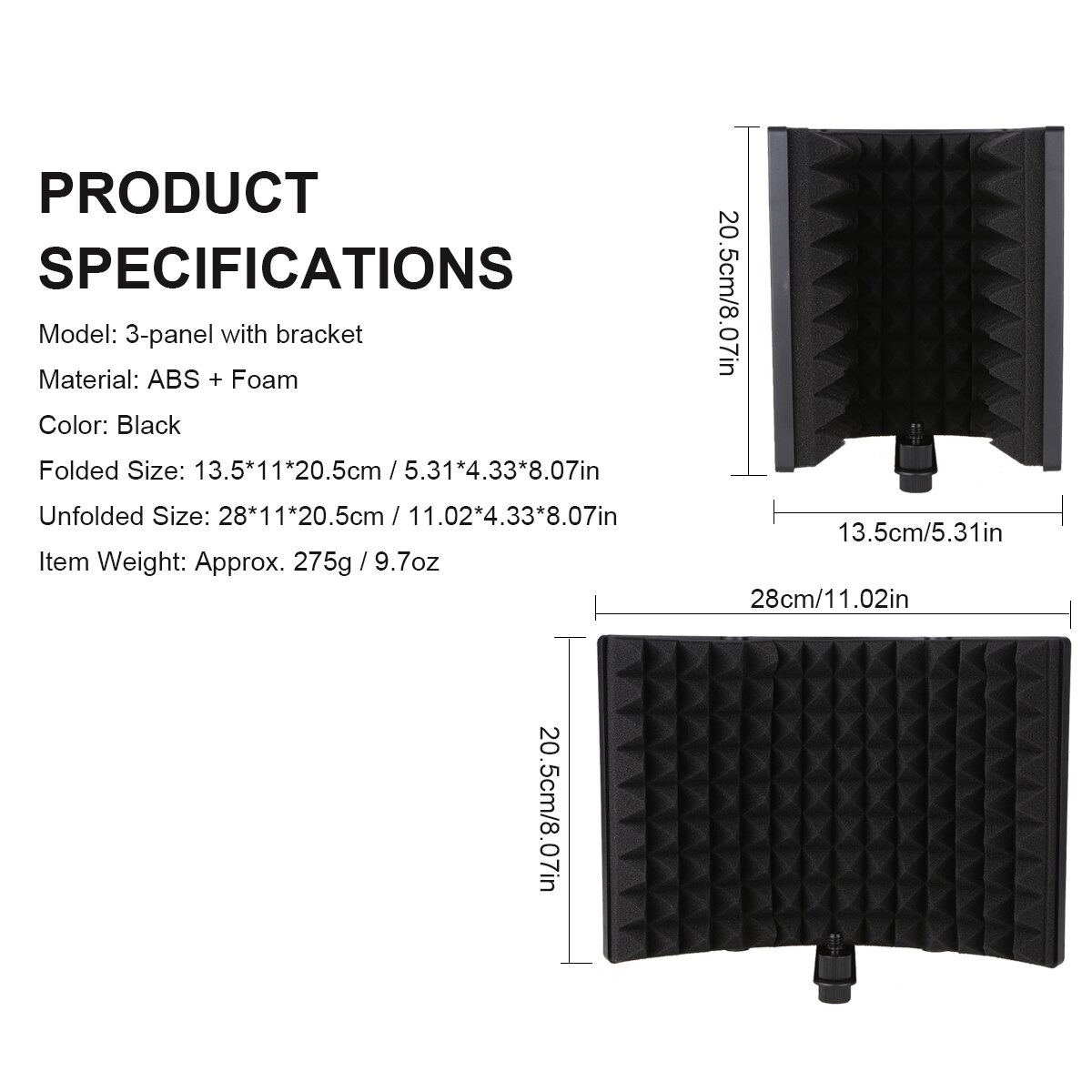 TONOR Microfoon Isolatie Shield, Studio Mic Geluidsabsorberende Schuim Reflector Voor Condensator Opnameapparatuur Studio Zwart 638956032