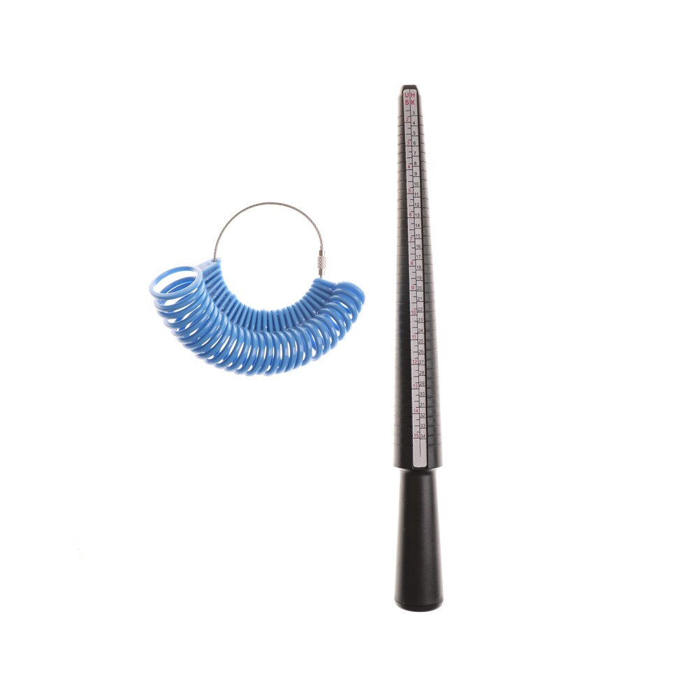 1Set Ring Sizer Finger Sizing Measuring Stick Metal Ring Mandrel: Blue