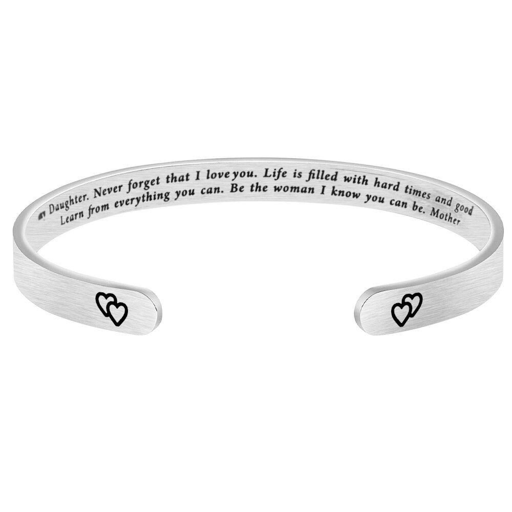 Brazalete de acero inoxidable para mujer, pulsera inspiradora, joyería