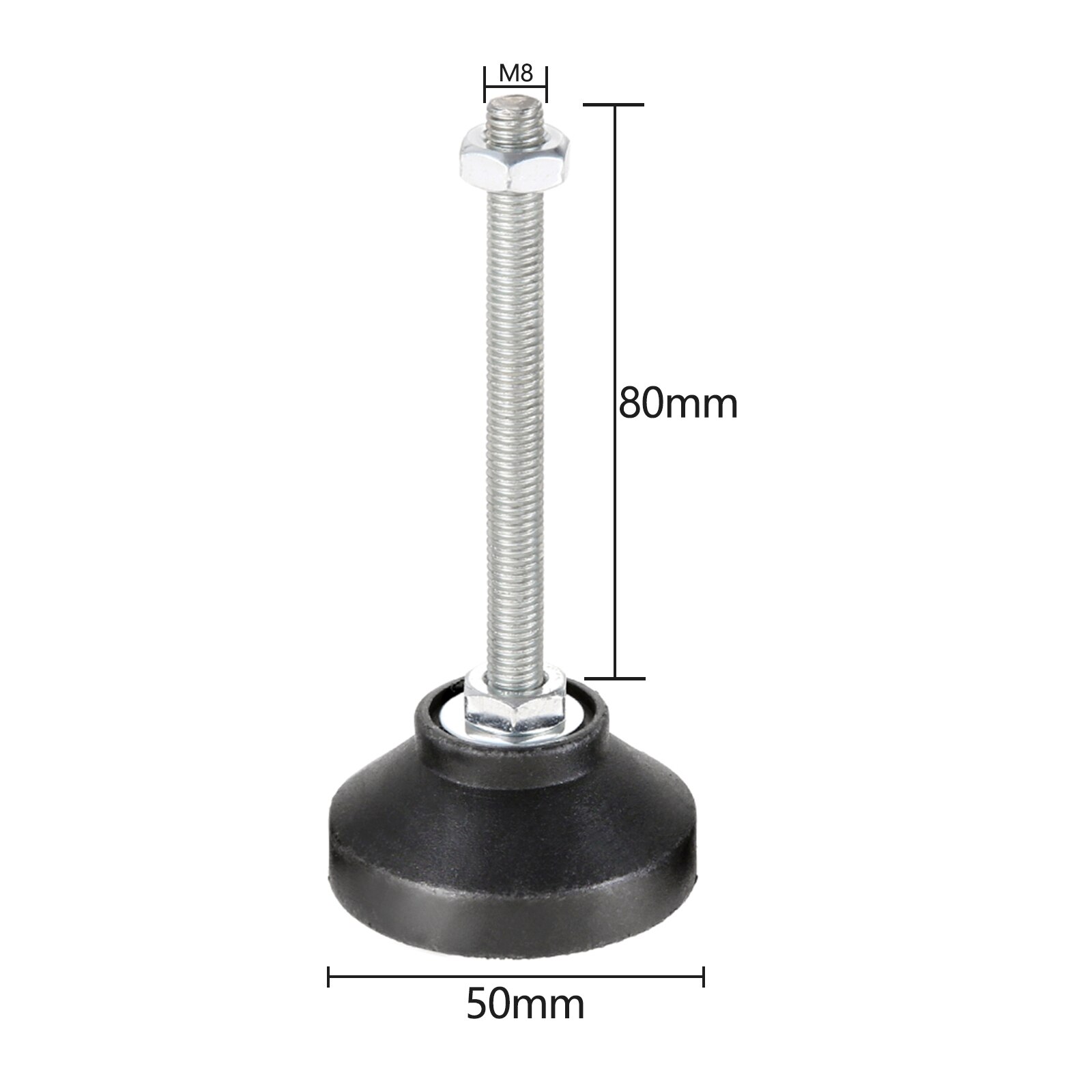 4 Pcs Adjustable Levelling Feet Swivel Base Furniture Glide Pad Adjusting Foot M8 M10 M12 M14 M16 Threaded Screw in Height: 50XM8X80(DXMXH) 4pcs