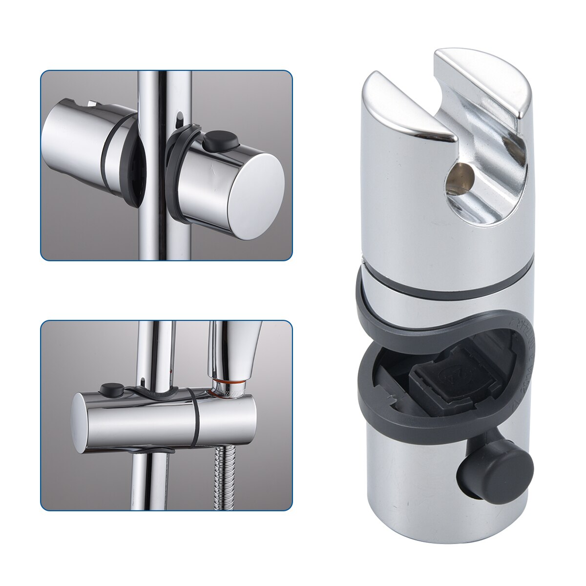 Adjustable Universal Bathroom Shower Head Fitting Slip-on ABS Chrome Shower Rail Holder Shower Bracket Accessories