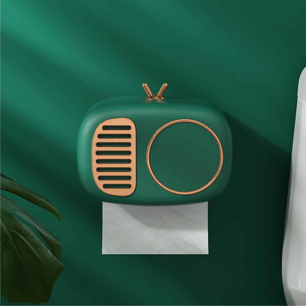 Wall Mount Waterproof Retro Radio Model Tissue Box for Bathroom Napkin: Green