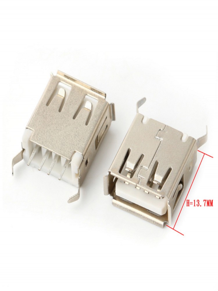 Prise USB Type A Femelle Verticale à 4 Broches, 100mm, 15mm, 180mm, 13.7mm, 17.5mm, Wild USB, 19.6 PCs, 20.5: vert militaire
