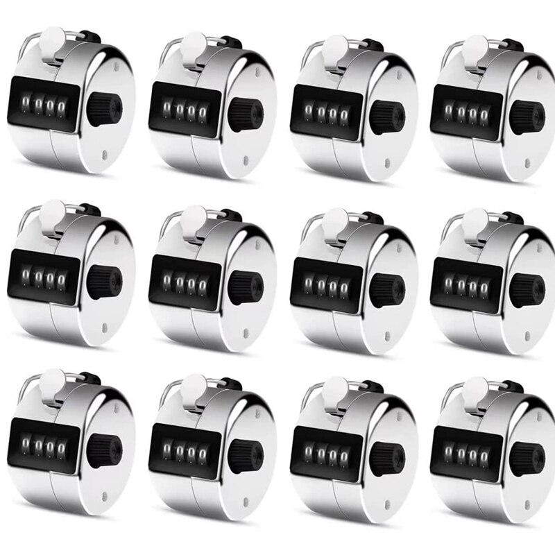 12 Pcs Hand Tally Counter 4-Digit Lap Counter Clicker, Manual Mechanical Handheld Pitch Click Counter For School Golf: Default Title