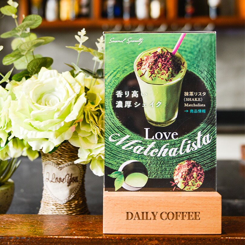 A4 Wood Acrylic Sign Display Stand Menu Paper Holder Frame Price Listing Board For Restaurant And Coffee Shop