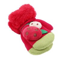 Vendita Calda Animale Del Fumetto Guanti di Inverno Del bambino Bambini Addensare Guanti Caldi Carino Coccinella Lavorato A Maglia Delle Ragazze Dei Ragazzi Guanti per 4-7 anni
