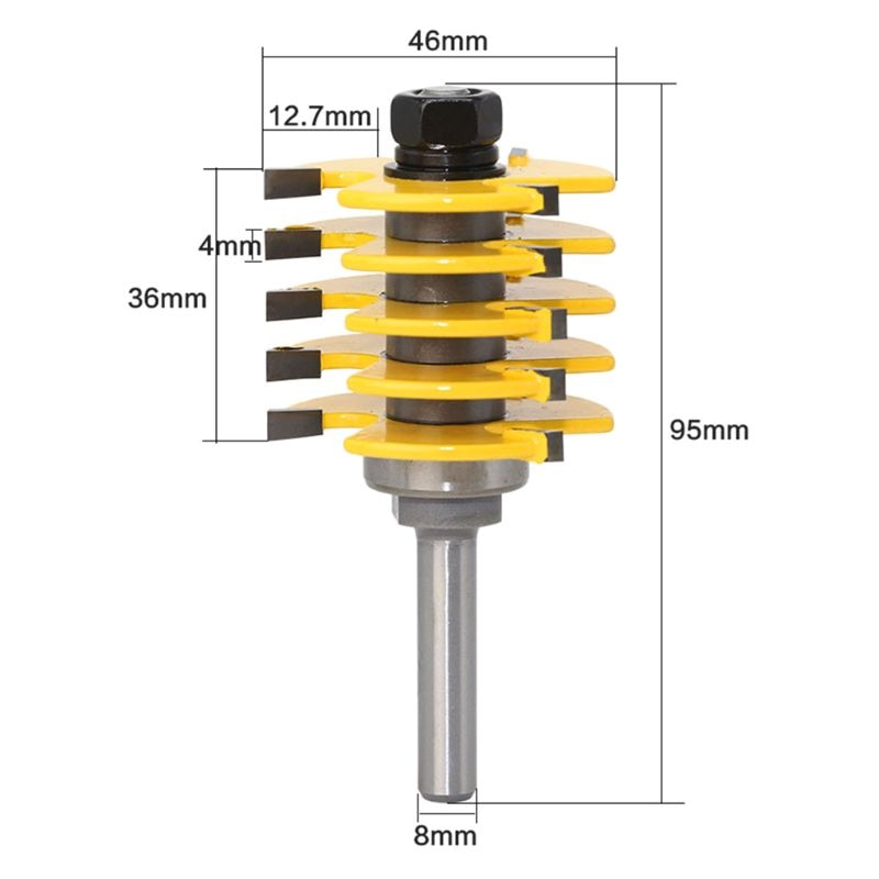 8mm Shank Adjustable Teeth Finger Joint Router Bit Wood Cutter Industrial Grade Tenon Woodworking Tool