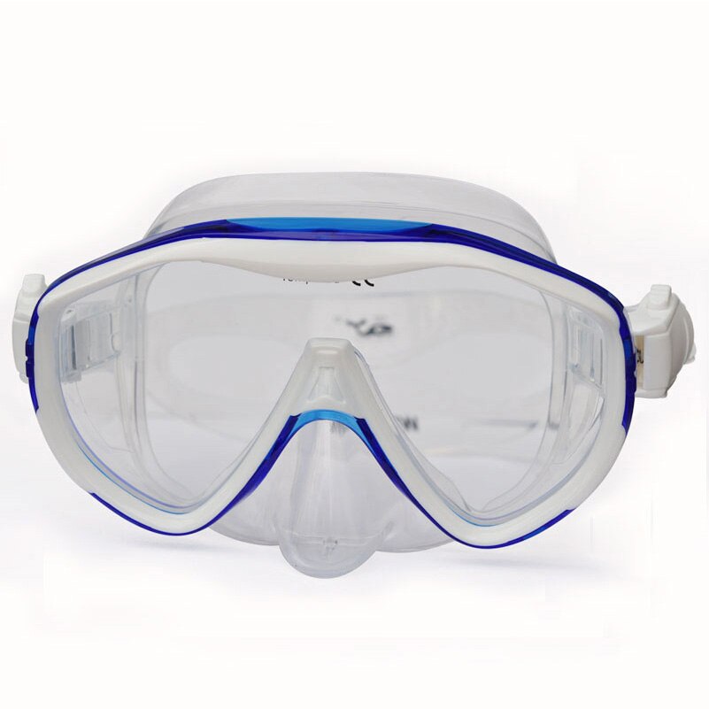 Masque de plongée en Silicone MK100, grande monture, étanche, Anti-buée: blue