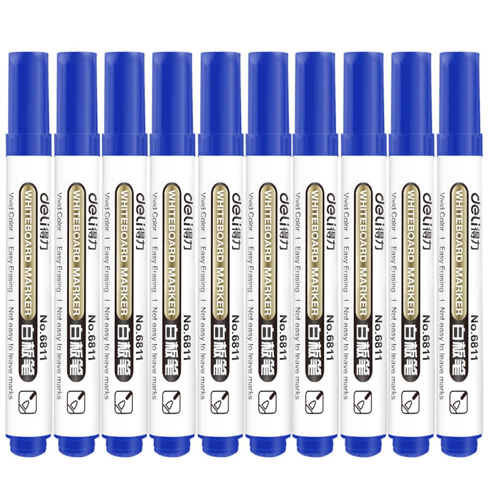 10 Stks/doos Whiteboard Pen Zwart Whiteboard Markers Uitwisbare Waterbasis Markers Pen Office Tools Tekening Pen Blauw/Zwart/Rood: Blue10PCS