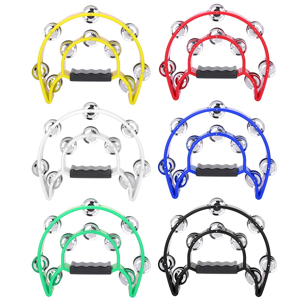 Round Percussion Double Row Handbell Tambourine Double Half Moon Tambourine Percussion Drum Party Game Baby Toy