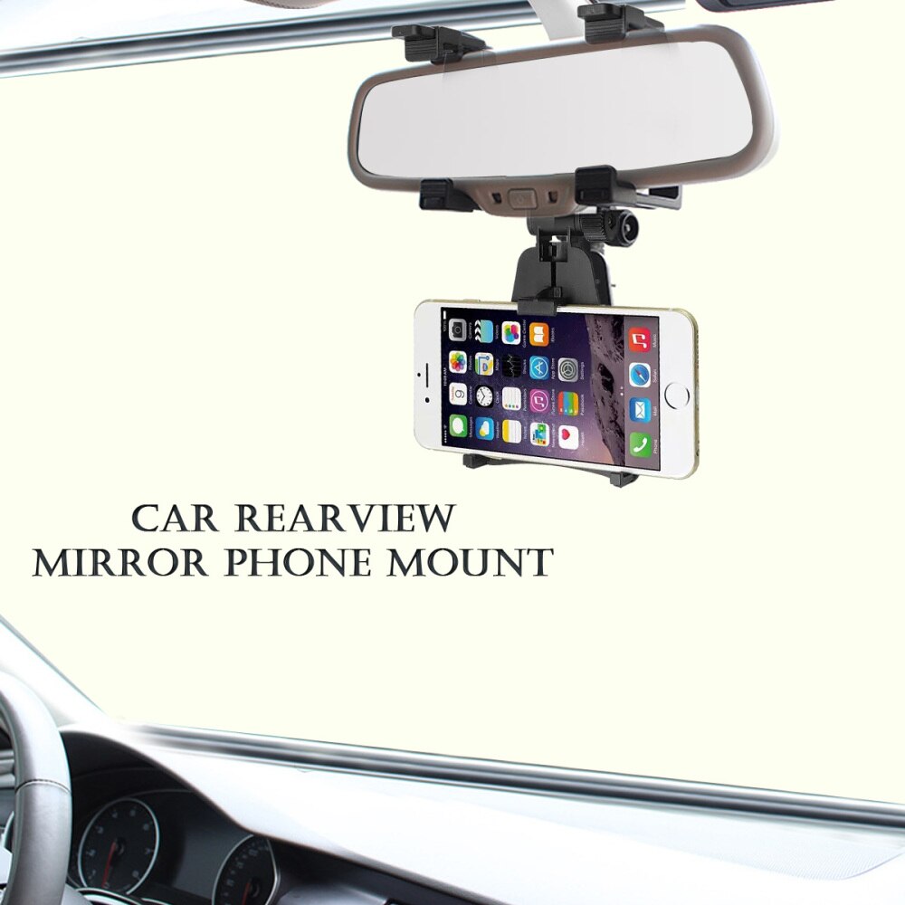 Cell Phone Car Mount Review Mirror Phone Holder Cradle Stand for GPS (Black)
