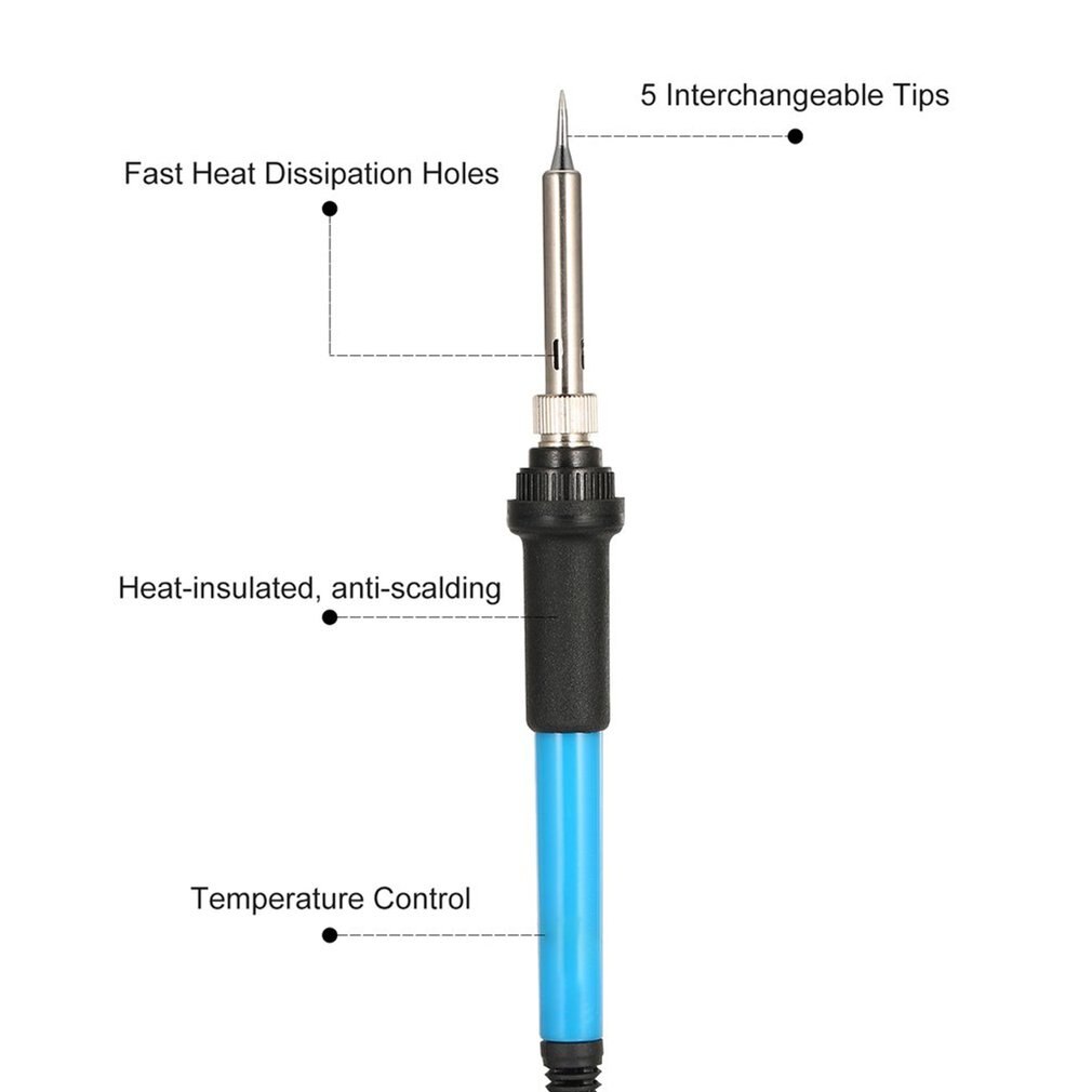 60W Adjustable Soldering Iron Carving Pyrography Tool Wood Embossing Burning Soldering Pen Set Welding Tips Kit