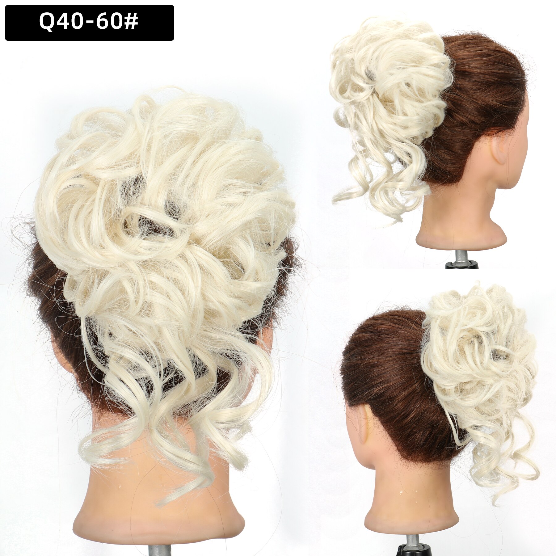 Synthetic Hair Bun Chignon Messy Curly Hair Band Elastic Scrunchy False Hair Pieces For Women Hairpins Black Brown: 60