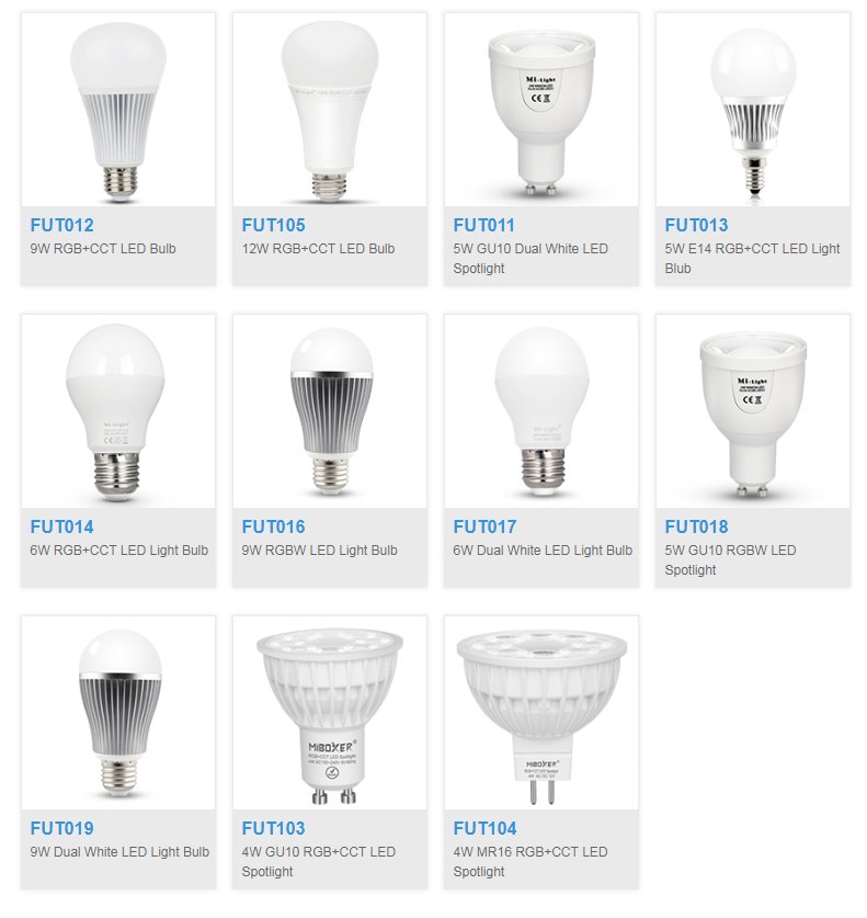 Milight FUT103/FUT104/FUT013/FUT014/FUT105/FUT012/FUT016/FUT011/FUT017/FUT018 /FUT019 4W 5W E14 GU10 MR16 E27 led-lampe Scheinwerfer