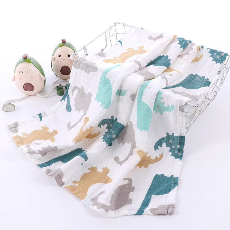 60*60 musselin Bambus Baumwolle Baby Decke Swaddle Weiche Cartoon Animal Print schal Multifunktions Wrap Spucktücher Handtuch zubehör