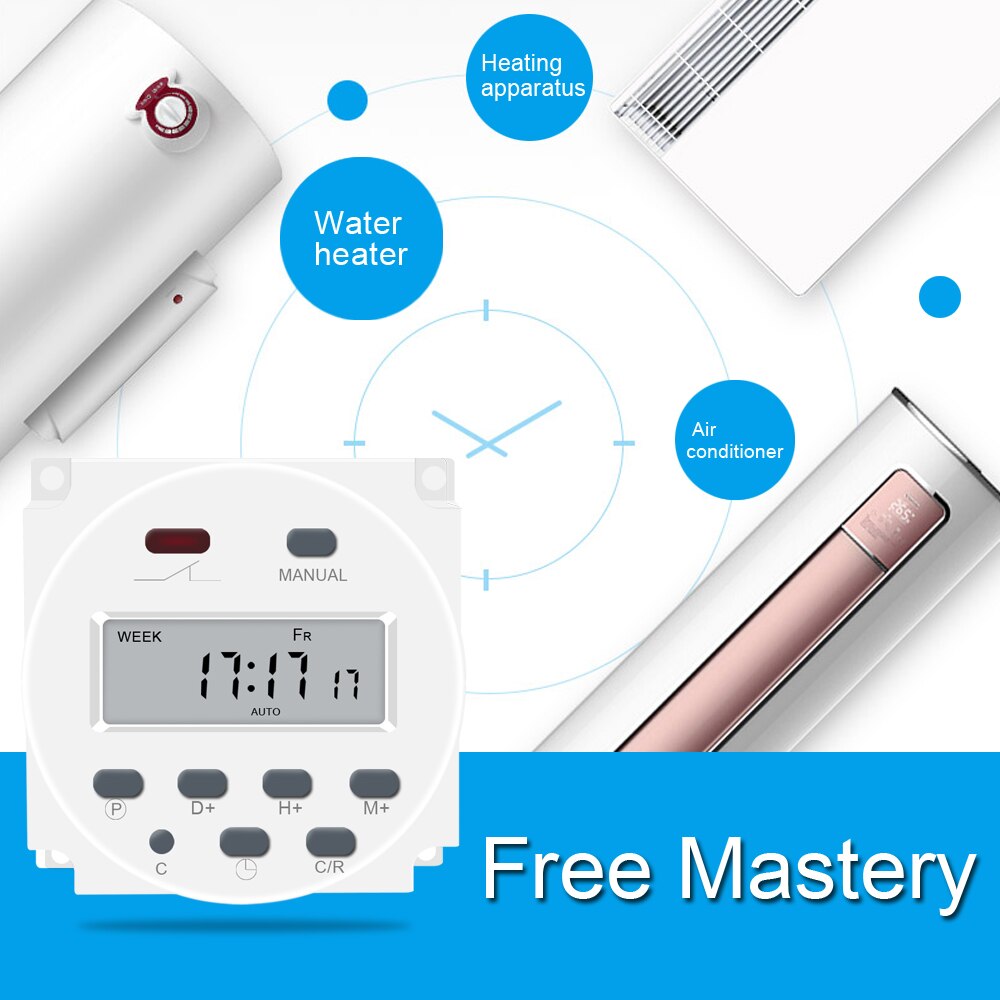 DC 12V 16A LCD Electronic Digital Power Programmable Timer Round Time Relay Switch Support 17 times Daily Weekly CN101A