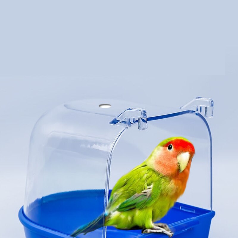 Pet Birds Parrot Hanging Bath Shower Bathtub Accessories Bird Feeder Box Supplies Canary Parakeet Pets Toys Plastic Simple