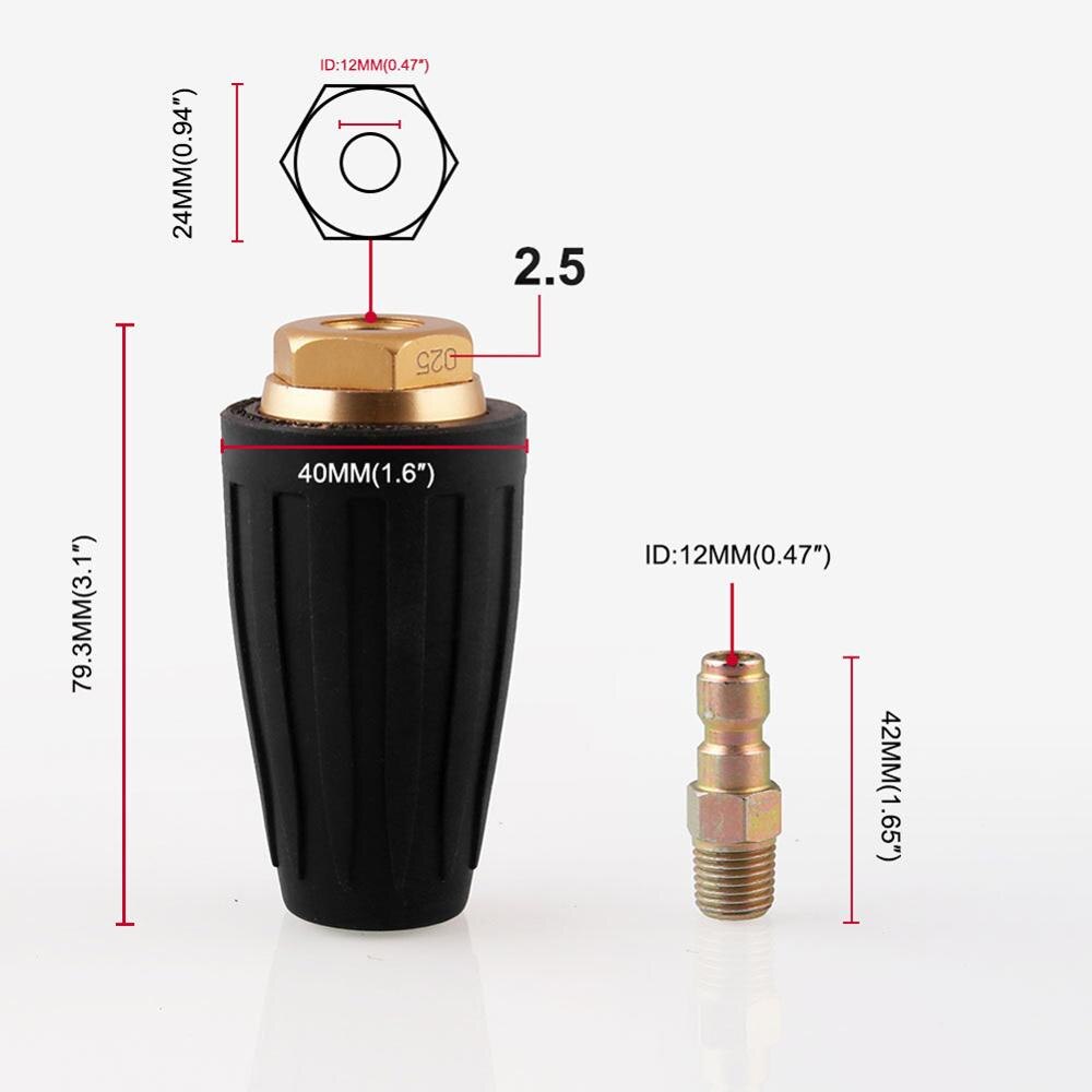 OLOMM 1/4" High Pressure Quick Connect Rotating 360 Degree Turbo Nozzle 3000PSI2.5-4 GPM for High Pressure Washer OT301: 025