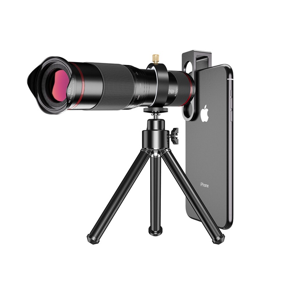 Objetivo Macro para teléfono móvil 48X HD, teleobjetivo, cámara con trípode y Telescopio de aleación para iPhone 11 Pro, Samsung Galaxy S9, Clip Universal: Default Title