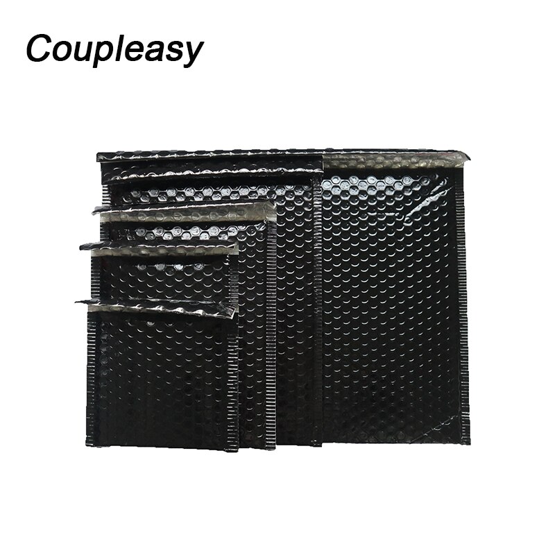 Sobres de burbujas de color negro brillante de 20 piezas, bolsas de aluminizadas gruesas, sobres impermeables con relleno de sellado automático
