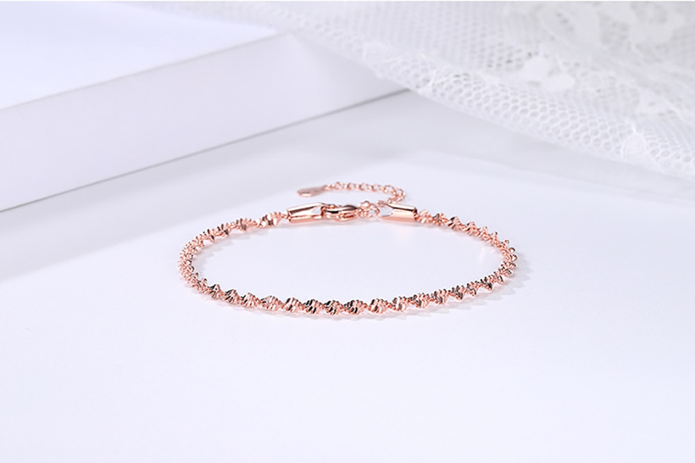 TB-100 Glatte exquisit modisch Welle verdrehte Korn Armbinde Für Frauen Rose & Weiß Gold Farbe Schmuck