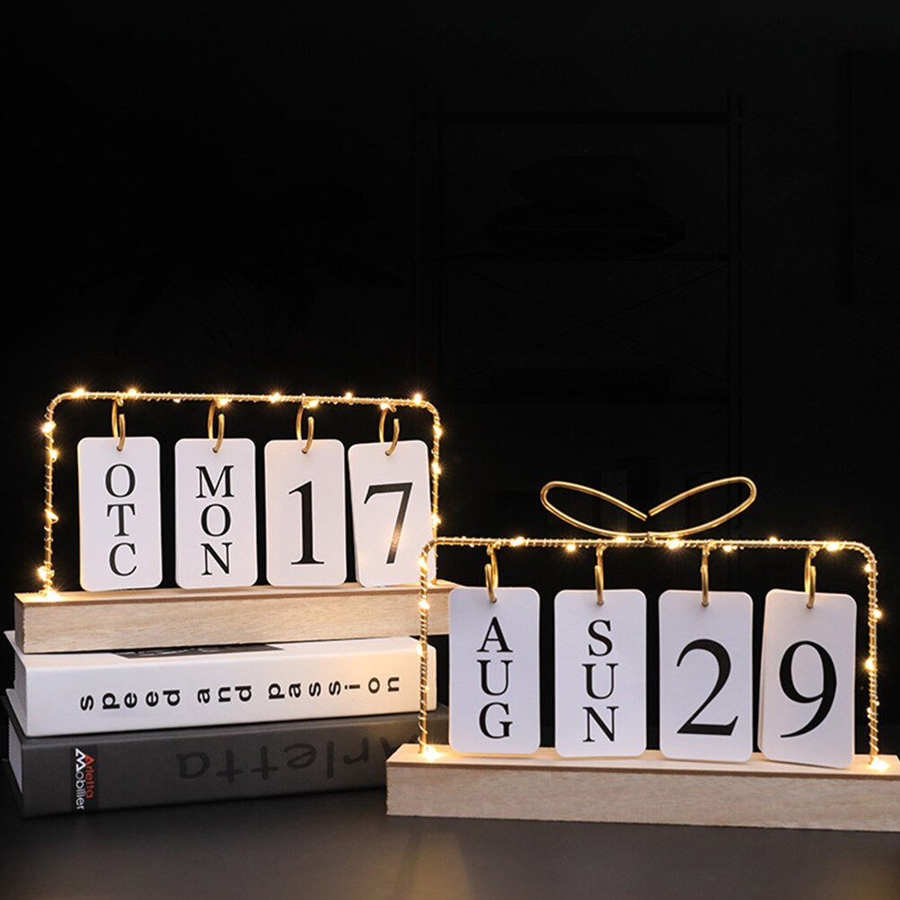 Delicate Tabletop Calendar Adorable Calendar Ornament DIY Calendar with Light