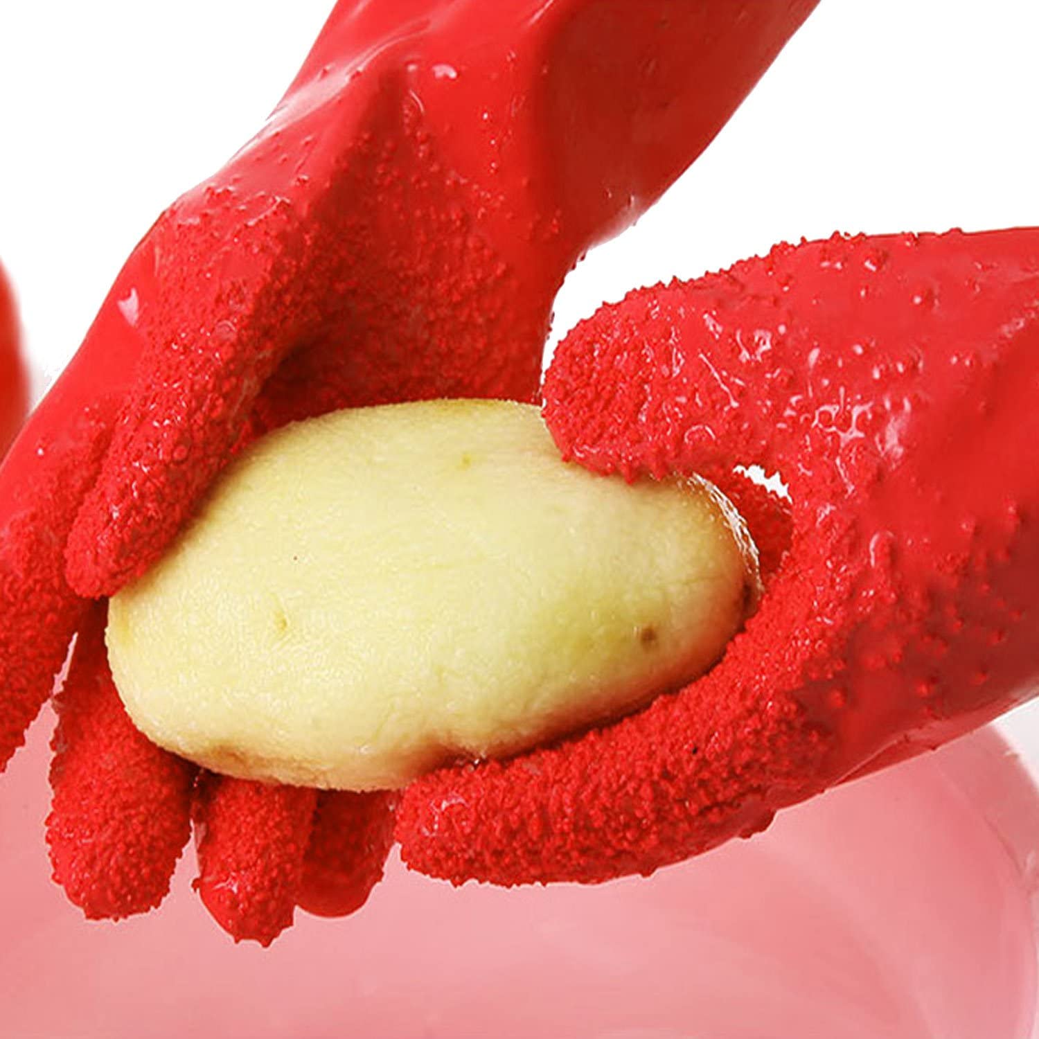 Peeling Potato Gloves Peel Vegetable Fish Scale Gloves Non-Slip Reusable PVC Dishwashing yams,Carrot Kitchen Cleaning Tools