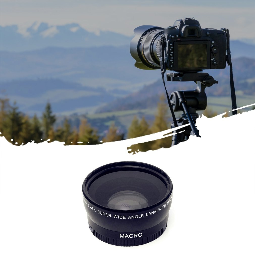 Lente gran angular con lentes de cristal óptico Macro 0.45X 46 49 52 55 58 mm accesorio de lente de alta definición