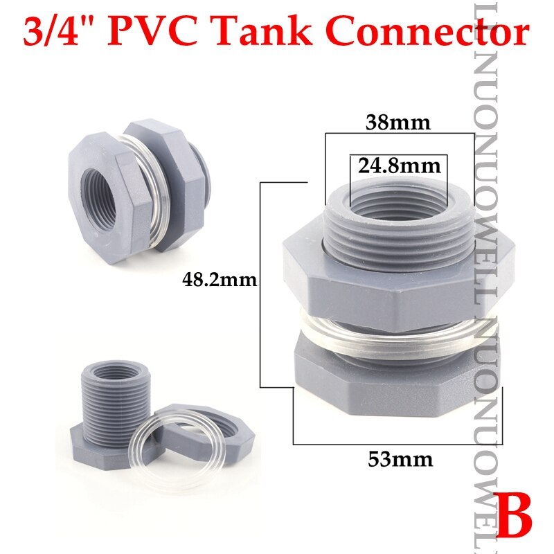 1pc pvc vattentank koppling fisk tank gänga kopplingar vattentank dräneringsrör tillbehör akvarie skarvar vattenrör kopplingar: 3 l 4in kontakt b