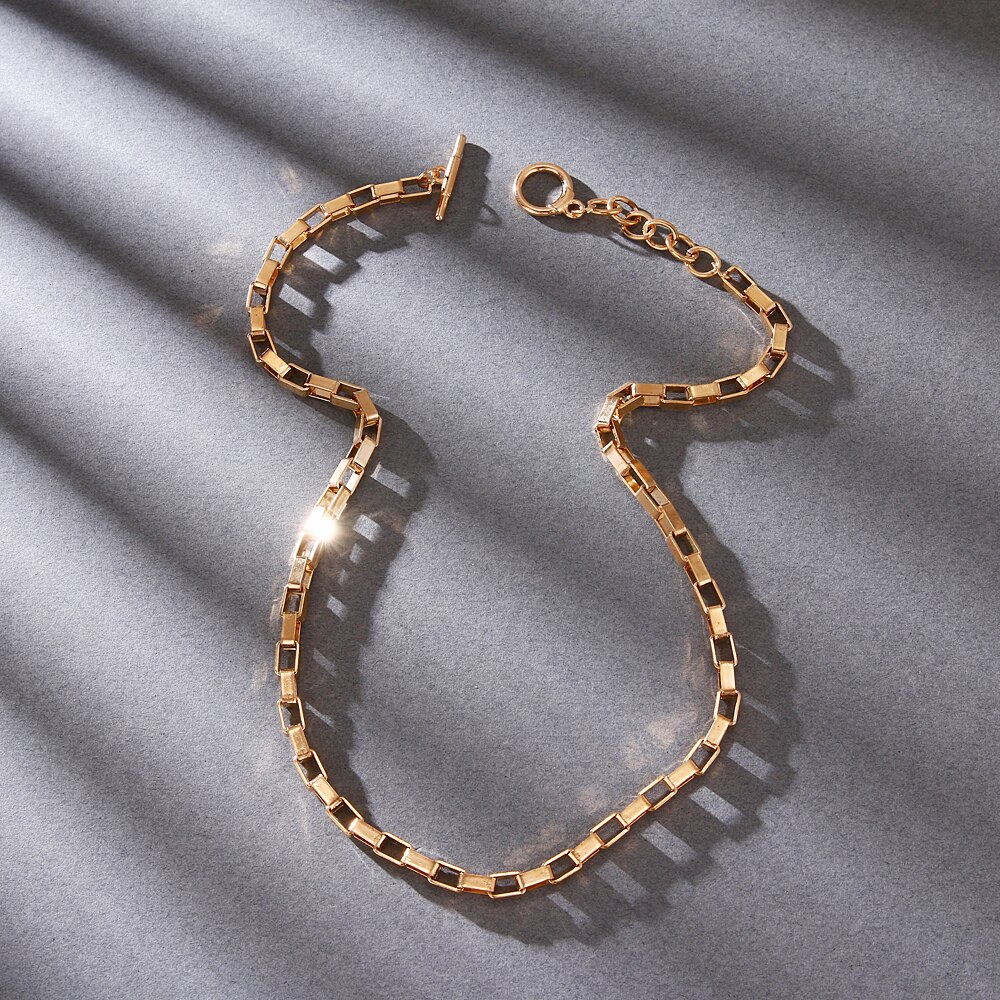 2022 Big Necklace for Women Twist Gold Silver Color Chunky Thick Lock Choker Chain Necklaces Party Jewelry