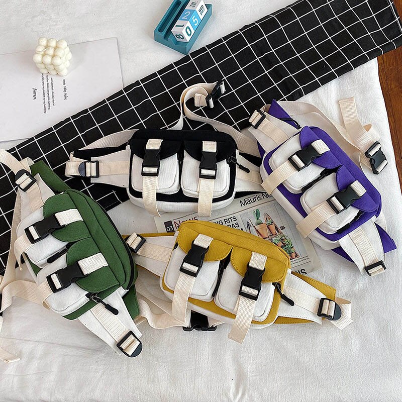Neue Hüfte hüpfen Taille Tasche Für Frauen Taille Gürtel Taschen Koreanische Harajuku Crossbody Brust Tasche Telefon Pack Multi-tasche kontrast fanny Pack