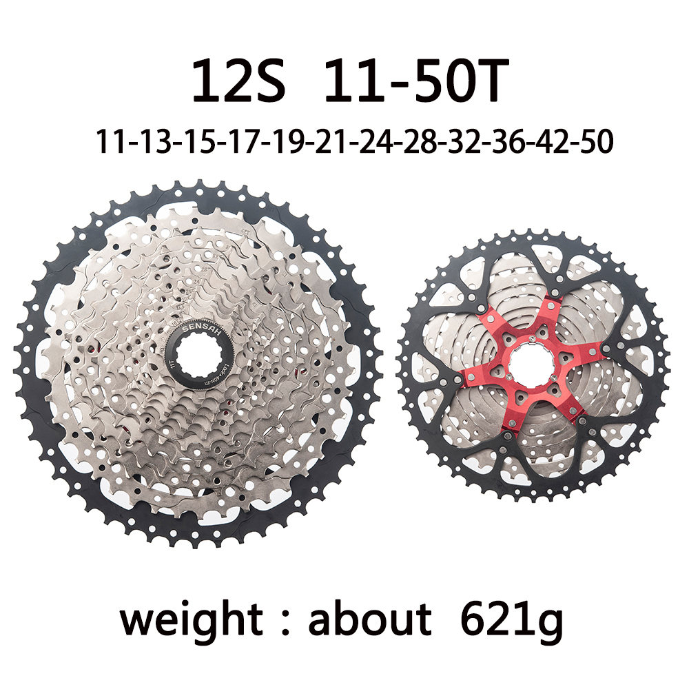 SENSAH Rower górski 8 9 10 11 12 Speed Velocidade Kaseta rowerowa MTB Freewheel Sprocket 40T 42T 46T 50T 52T dla HG HUB: Ciemnoszary