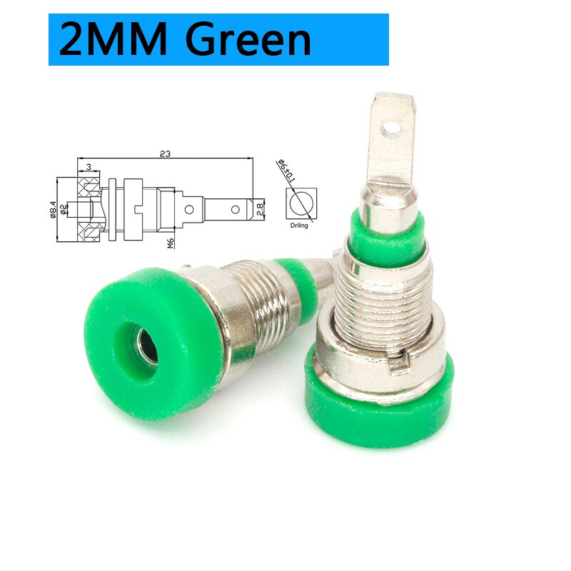 5Pcs Brass 2mm Banana Female Jack Chassis Panel Mount Socket Connector for Non-Shrouded Banana Plug: 2mm green