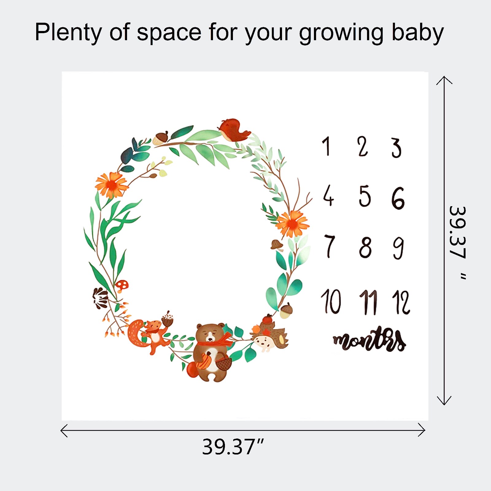 0-12M Newborn Baby Monthly Milestone Blanket Bear Stickers Frames Photo Props Background Diaper Boy Girl Backdrop Accessories