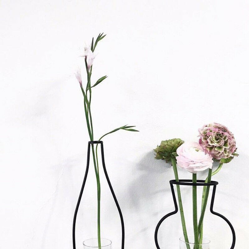 Kunst jernvase hjem dekorative metalplanter blomsterreoler jernlinje vaser abstrakte ornamenter