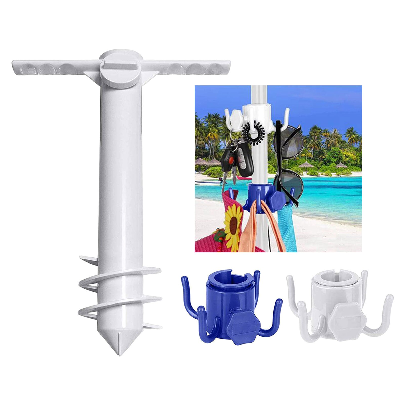 Anclaje de arena para sombrilla de playa, soporte de anclaje de arena con tornillo de en espiral, talla única para ARENA y viento resistente