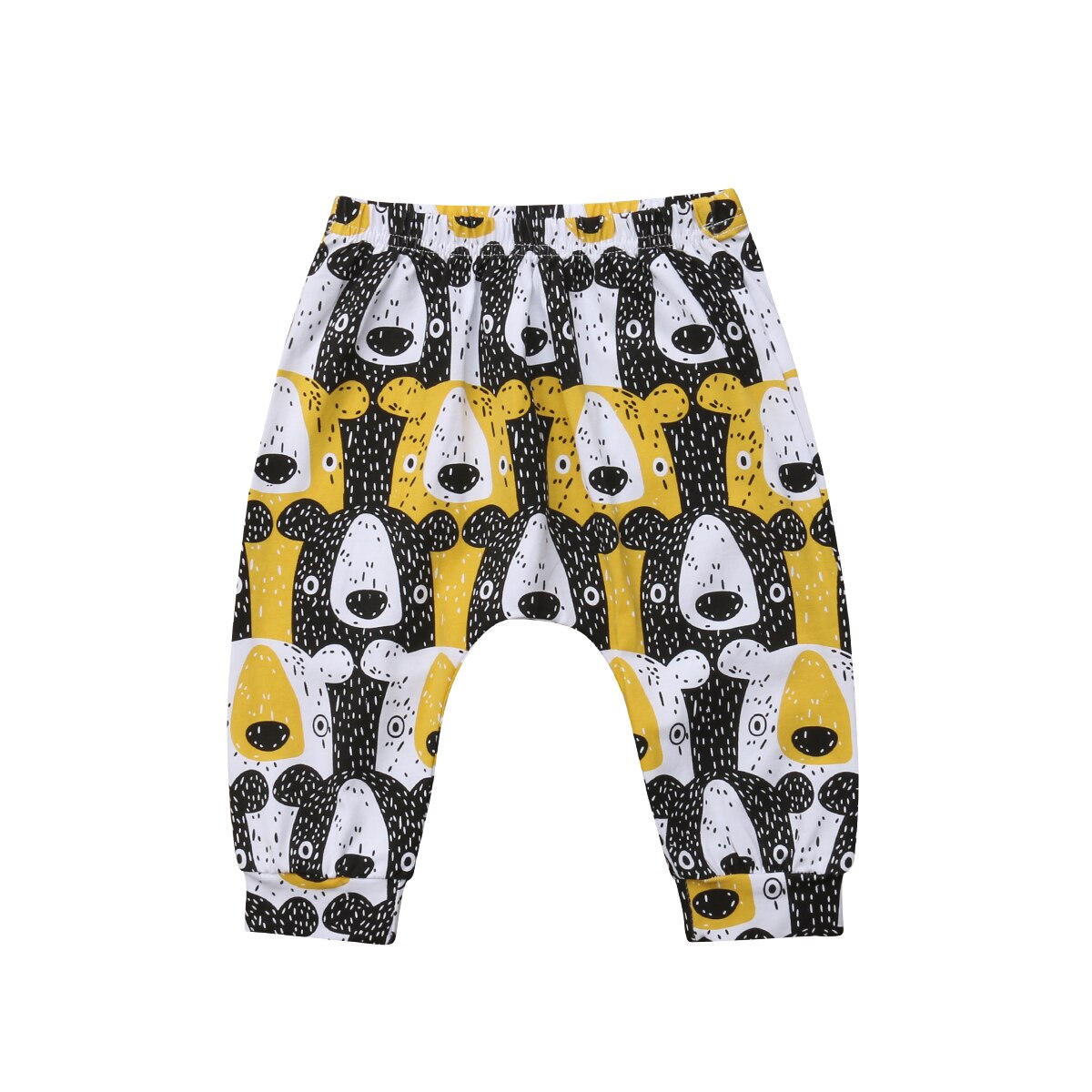 Pantalones de chándal con estampado de oso para recién nacidos, pantalón largo suelto, informal: Amarillo / 12 meses