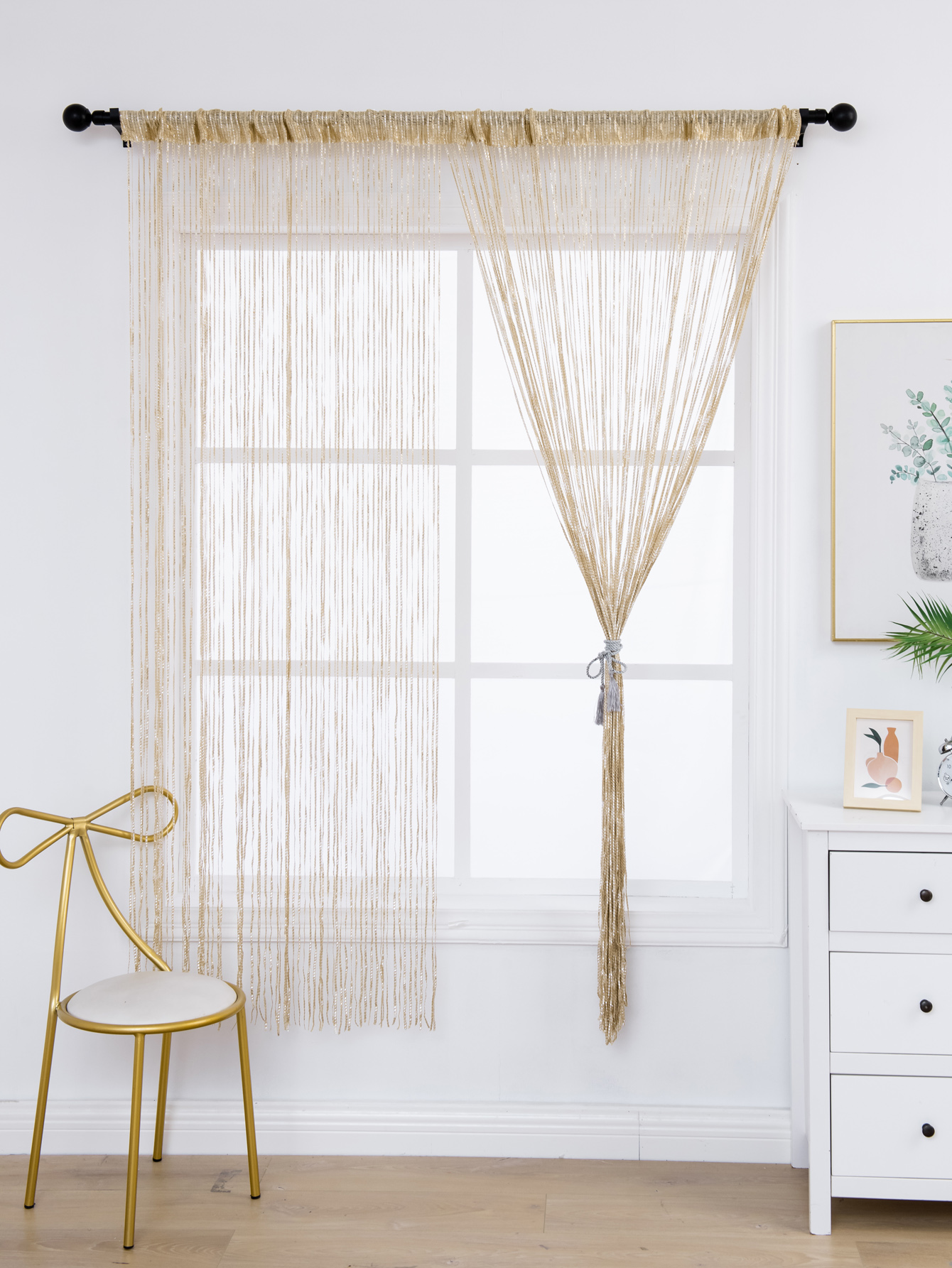 Elegancka kurtyna z koralików w kolorze szampana, dekoracyjna, ręcznie robiona, wiszące koraliki robić domu, na imprezę, wesele, stylowa przegroda robić pokoju, okno.: BIAŁY