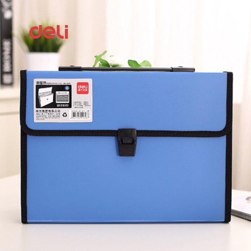 Deli waterproof A4 Paper File Folder for document Bags school supplies stationery Office expanding wallet business bag: 5231-blue