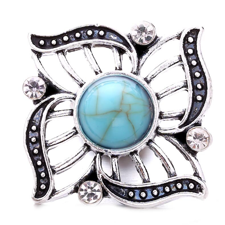 Botones a presión Vintage para mujer, cuentas de joyería, flor de 18mm, botones a presión de Metal, collar a presión de 18mm, 5 unids/lote: 4