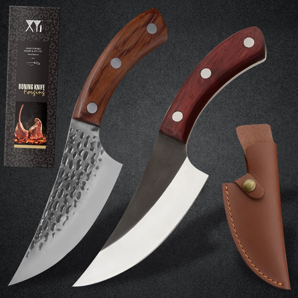 Cuchillo de cuchilla de Chef serbio de 5,5 pulgadas, cuchillo afilado para tallar de acero inoxidable, cuchillo de deshuesar, funda, caja de para amigos: 2 KNIVES