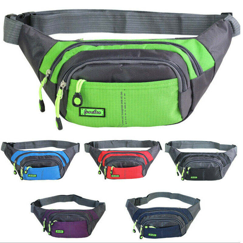 Herre universell lerrets midjeveske, sport crossbody reise heuptas brystveske fanny pack