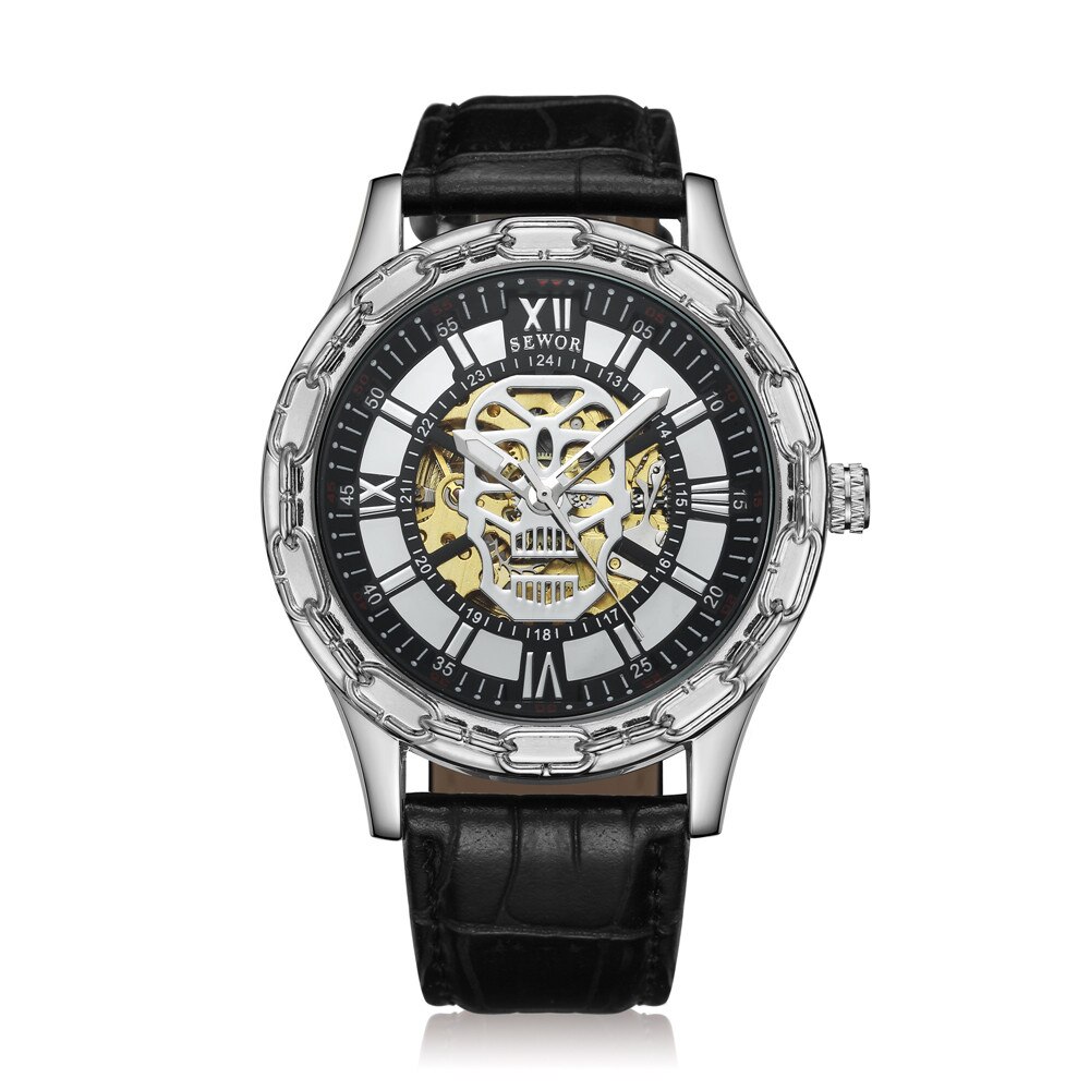 Luxe Gouden Schedel Horloges Heren Skeleton Horloges Sewor Automatische Self-Wind Mechanische Horloges Klok Relogio Masculino: 1102-07