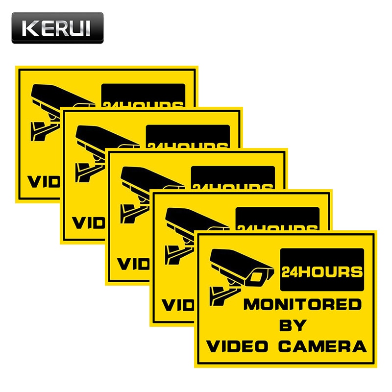 5Pcs Waarschuwing Sticker Security Borden-Raamstickers Home Security Surveillance System Cctv Alert Sticker Voor Ip Camera