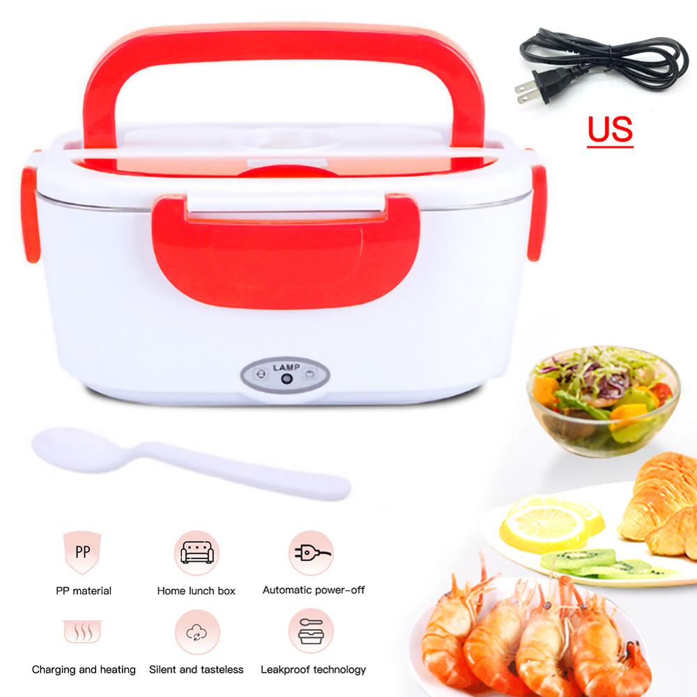 1.5L Elektrische Verwarming Lunchbox Huis & Auto 12V 220V Plug-In Lunchboxen Plastic Of Stalen voedsel Container Draagbare Gerecht Bento Box: Red US